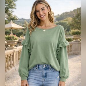 Lucky Brand Sage Ruffle Sleeve Top